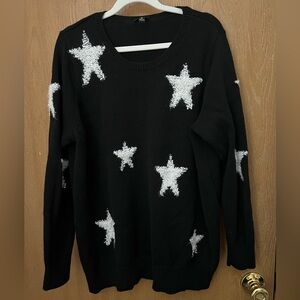 Torrid 2 Black Sweater with White Star Accents 2x